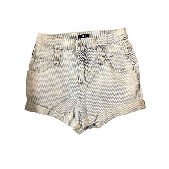 BDG Shorts Blue Striped Denim Roll Cuff High Rise Shorts size 26 - Picture 3 of 11